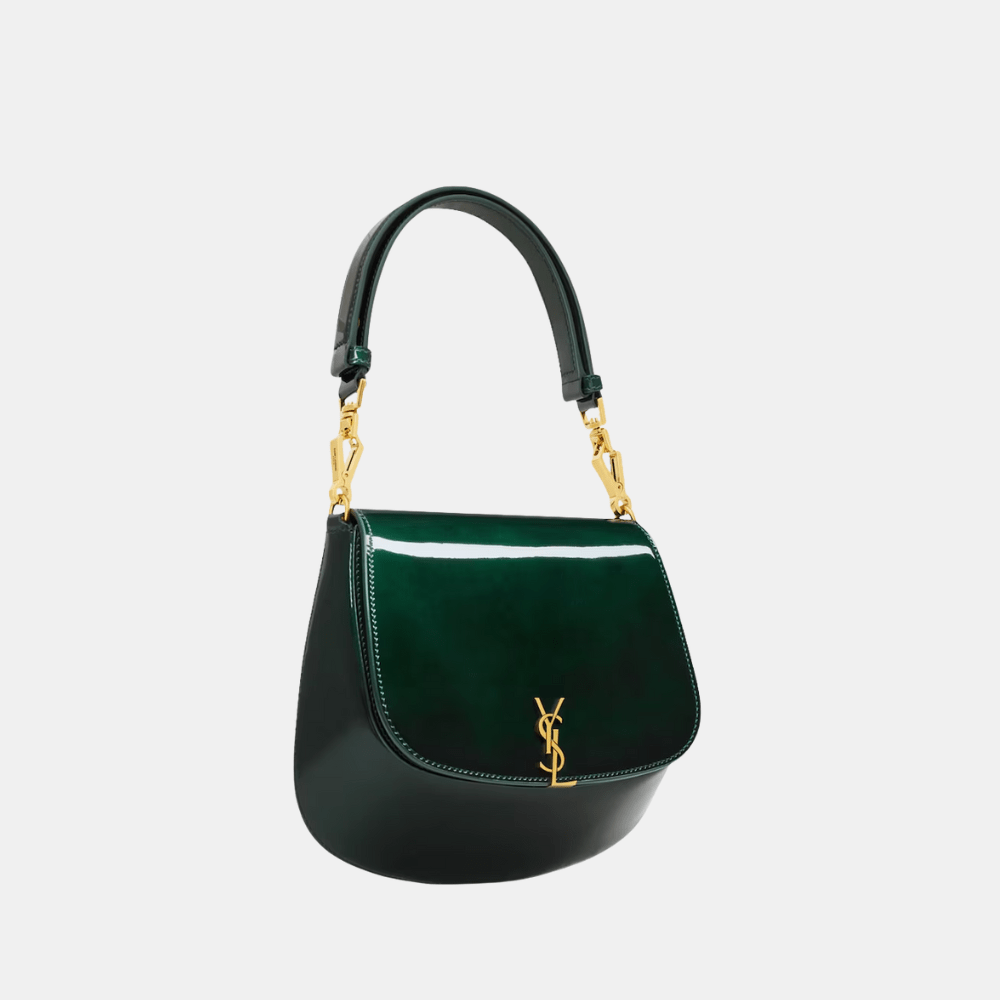 Saint Laurent Voltaire Patent Leather Shoulder Bag (Fir Leaf) - DIVA ONLINE STORE