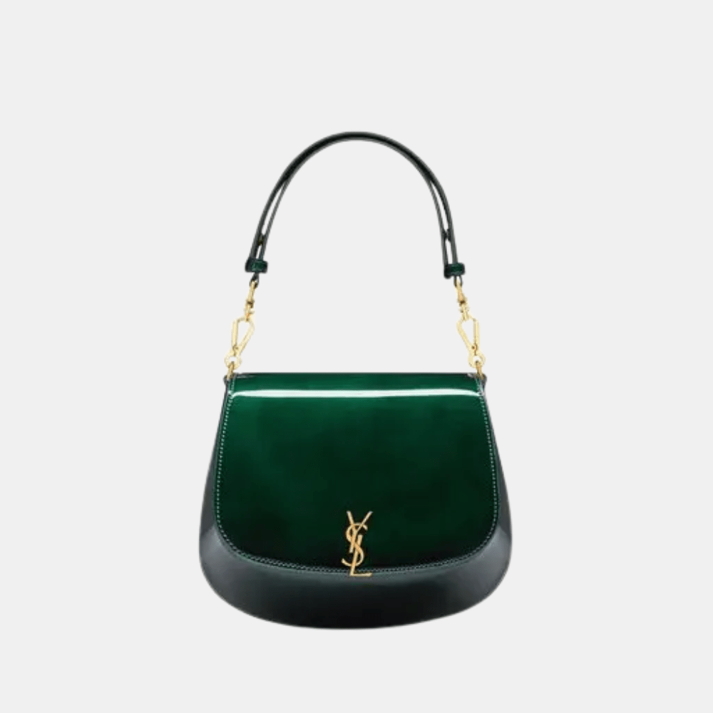 Saint Laurent Voltaire Patent Leather Shoulder Bag (Fir Leaf) - DIVA ONLINE STORE