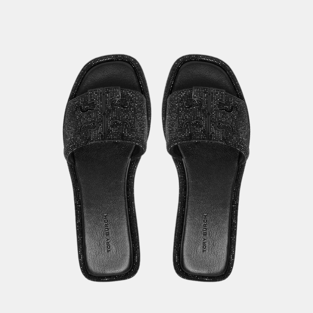 Tory Burch Pavé Double T Sport Slide (Perfect Black/Jet)
