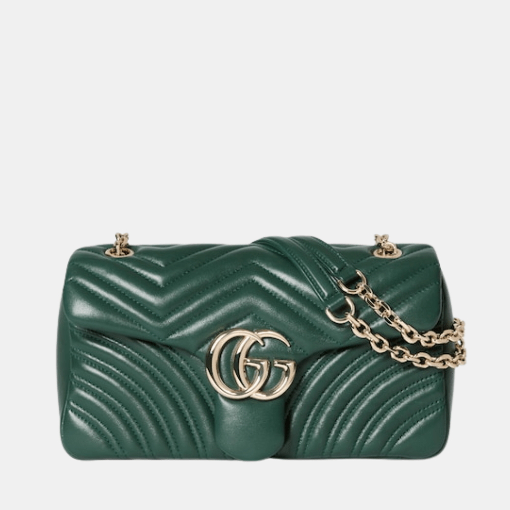 Gucci GG Marmont Medium Shoulder Bag In Green Leather - DIVA ONLINE STORE