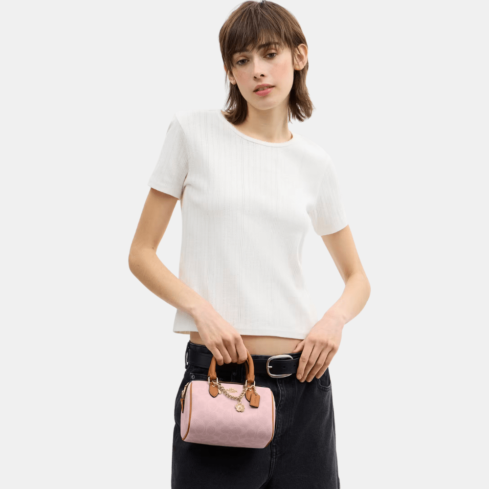 Coach Mini Rowan Crossbody Bag In Signature Canvas With Charms - DIVA ONLINE STORE