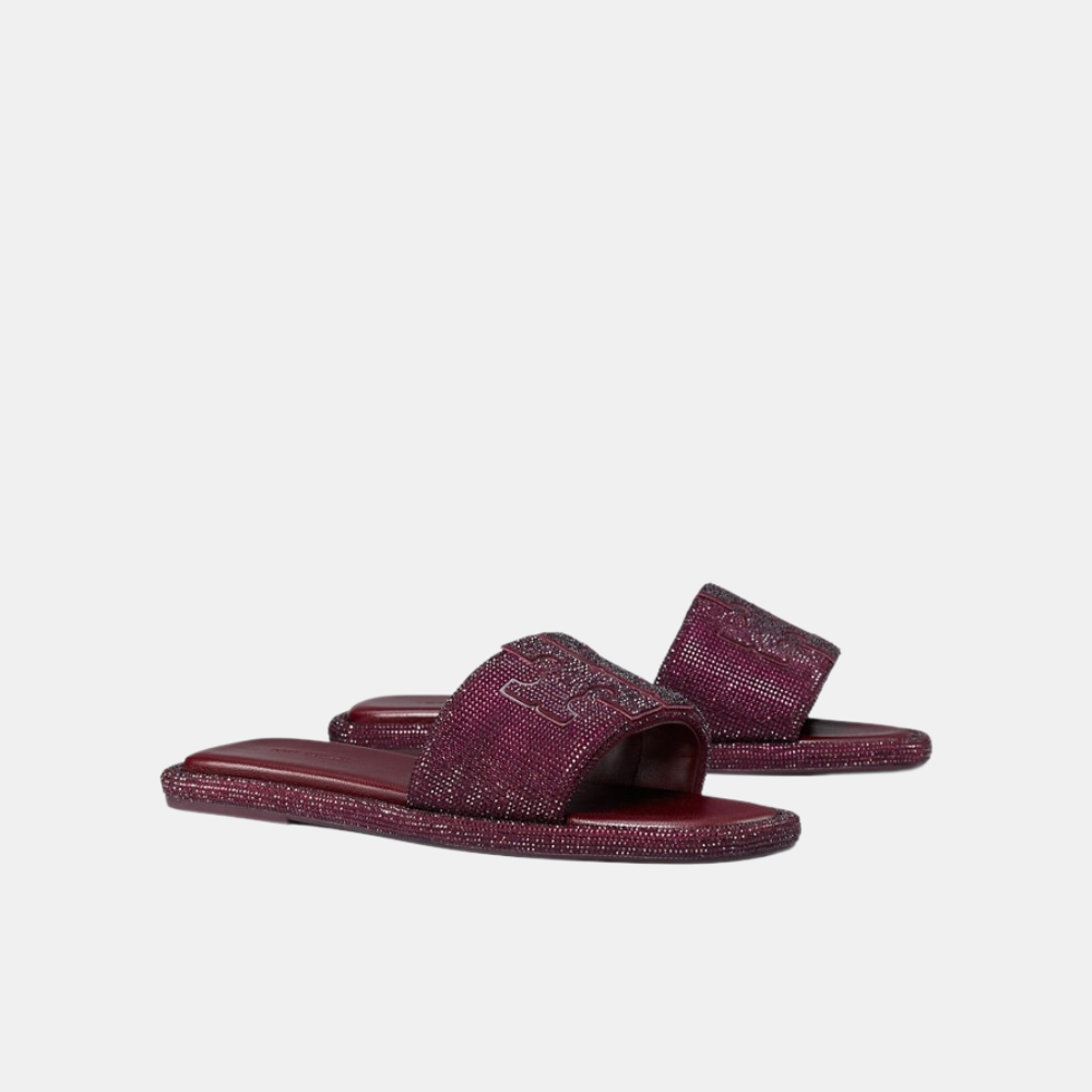 Tory Burch Pavé Double T Sport Slide (Dark Carmine/Burgundy)
