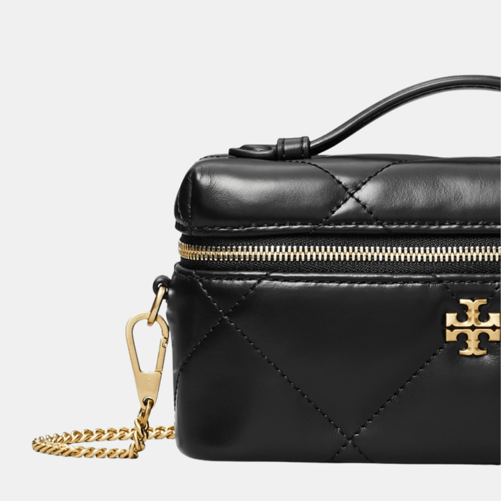 Tory Burch Kira Diamond Quilt East - West Vanity Case (Black) - DIVA ONLINE STORE