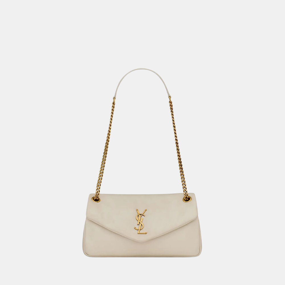 Saint Laurent Calypso In Plunged Lambskin (Blanc Vintage)