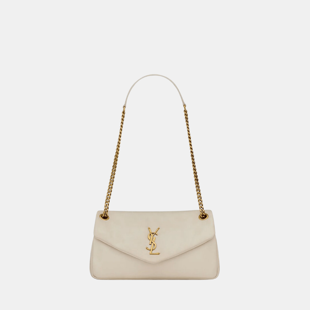 Saint Laurent Calypso In Plunged Lambskin (Blanc Vintage) - DIVA ONLINE STORE