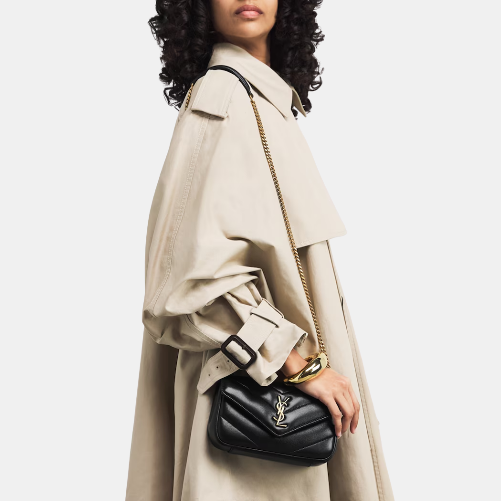 Saint Laurent Small Loulou Shoulder Bag In Matelassé Lambskin (Black)