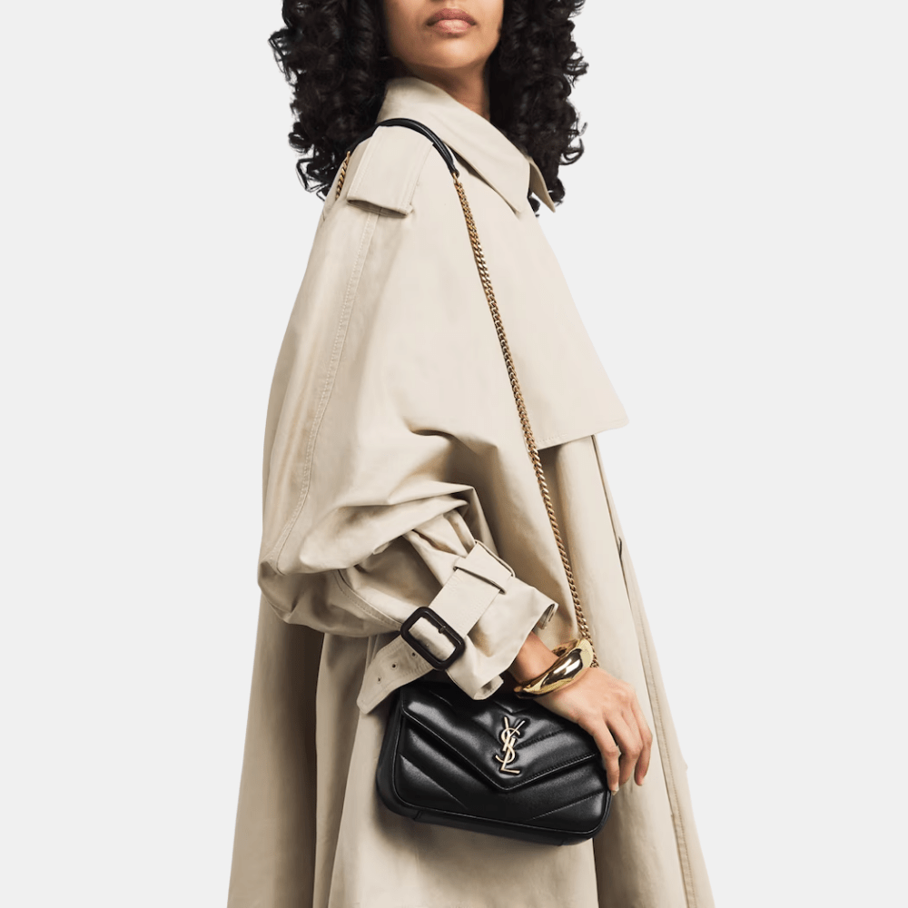 Saint Laurent Small Loulou Shoulder Bag In Matelassé Lambskin (Black) - DIVA ONLINE STORE