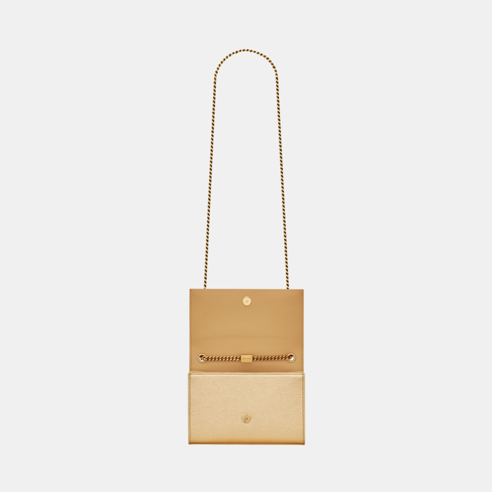 Saint Laurent Kate Small Chain Bag With Tassel In Metallic Leather