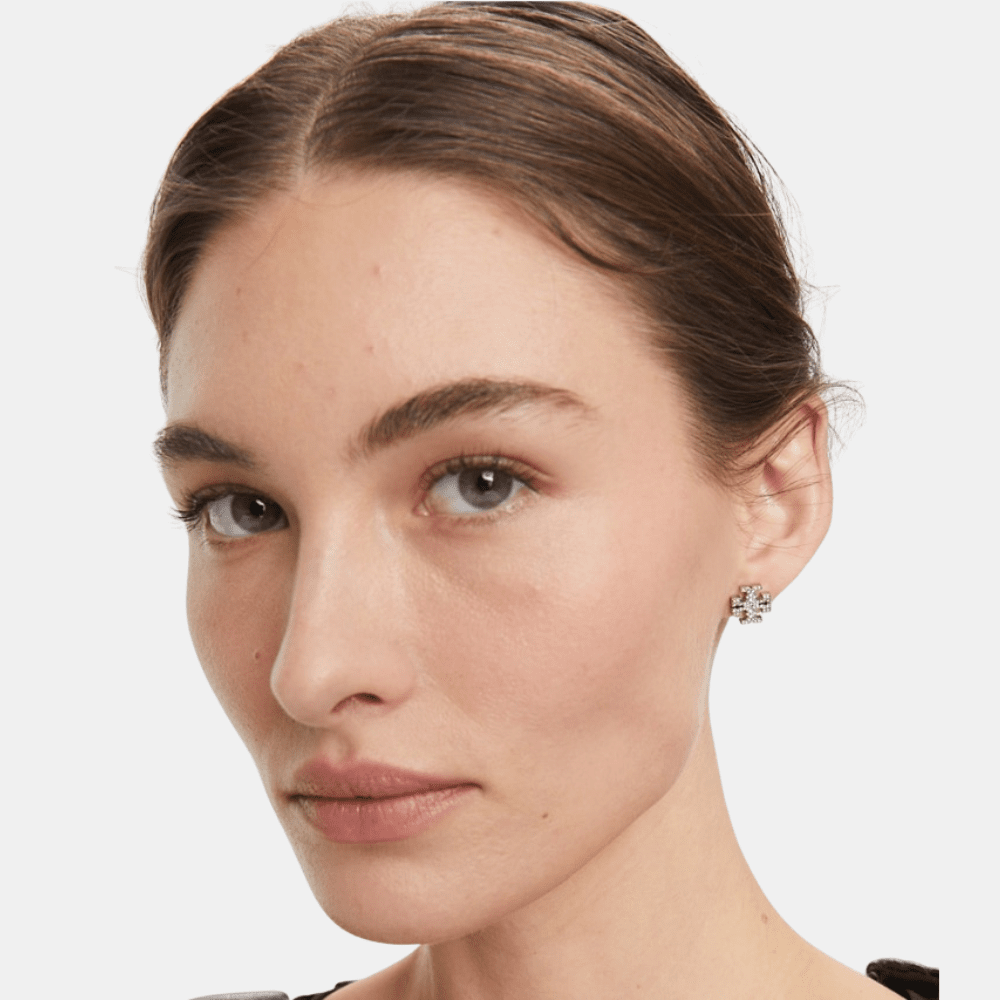 Tory Burch Icon Pavé Stud Earrings (Tory Gold) - DIVA ONLINE STORE