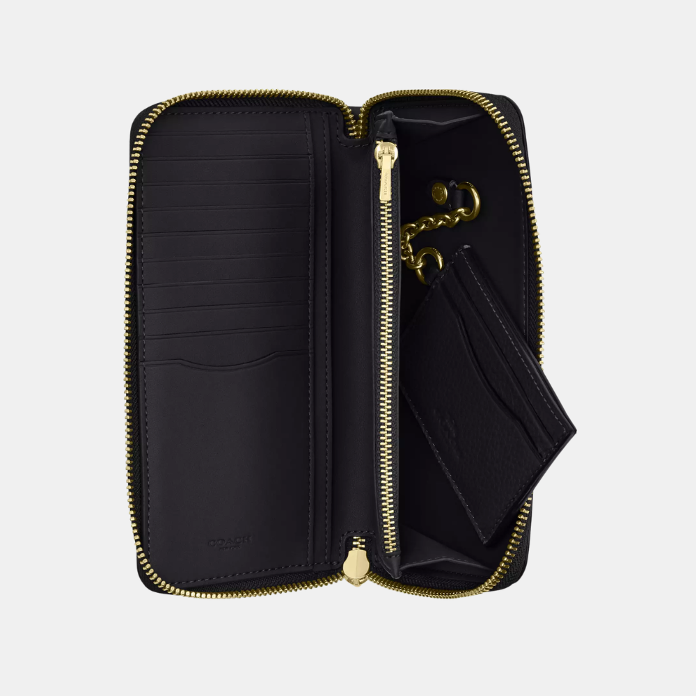 Coach Long Zip Around Wallet With Detachable Card Case
