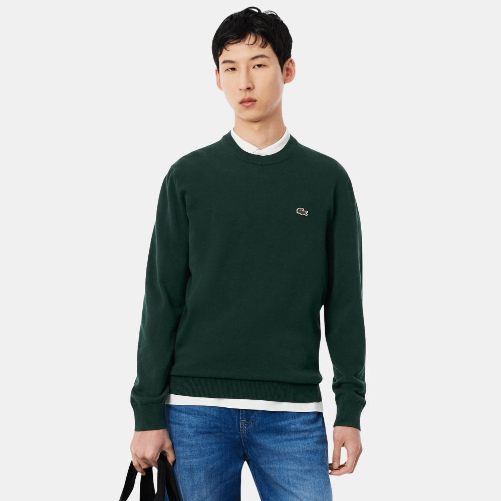Lacoste Crew Neck Cotton Sweater (Green) - DIVA ONLINE STORE