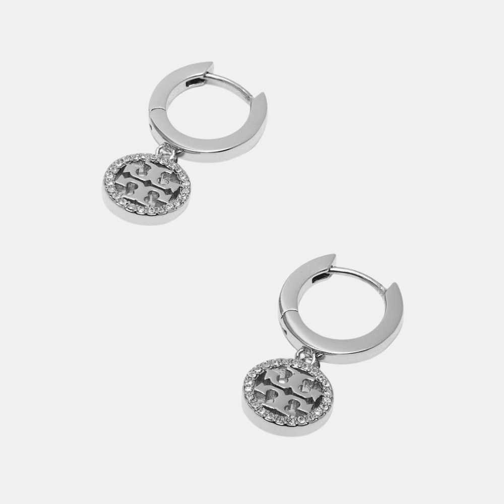 Tory Burch Icon Pavé Hoop Earrings - DIVA ONLINE STORE