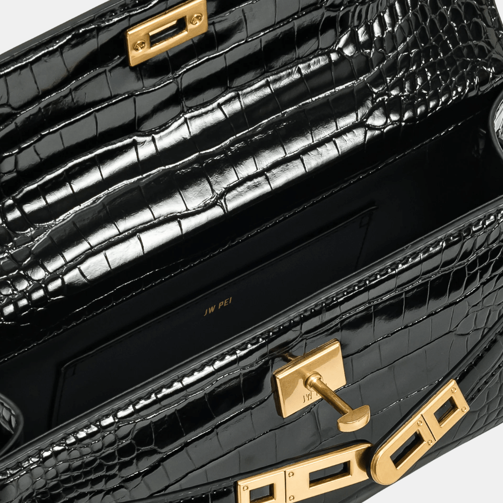 JW Pei Noor Top Handle Bag (Black Croc) - DIVA ONLINE STORE