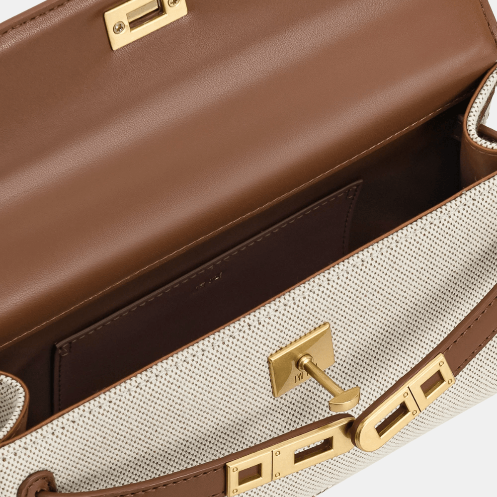 JW Pei Noor Top Handle Bag (Brown Canvas) - DIVA ONLINE STORE