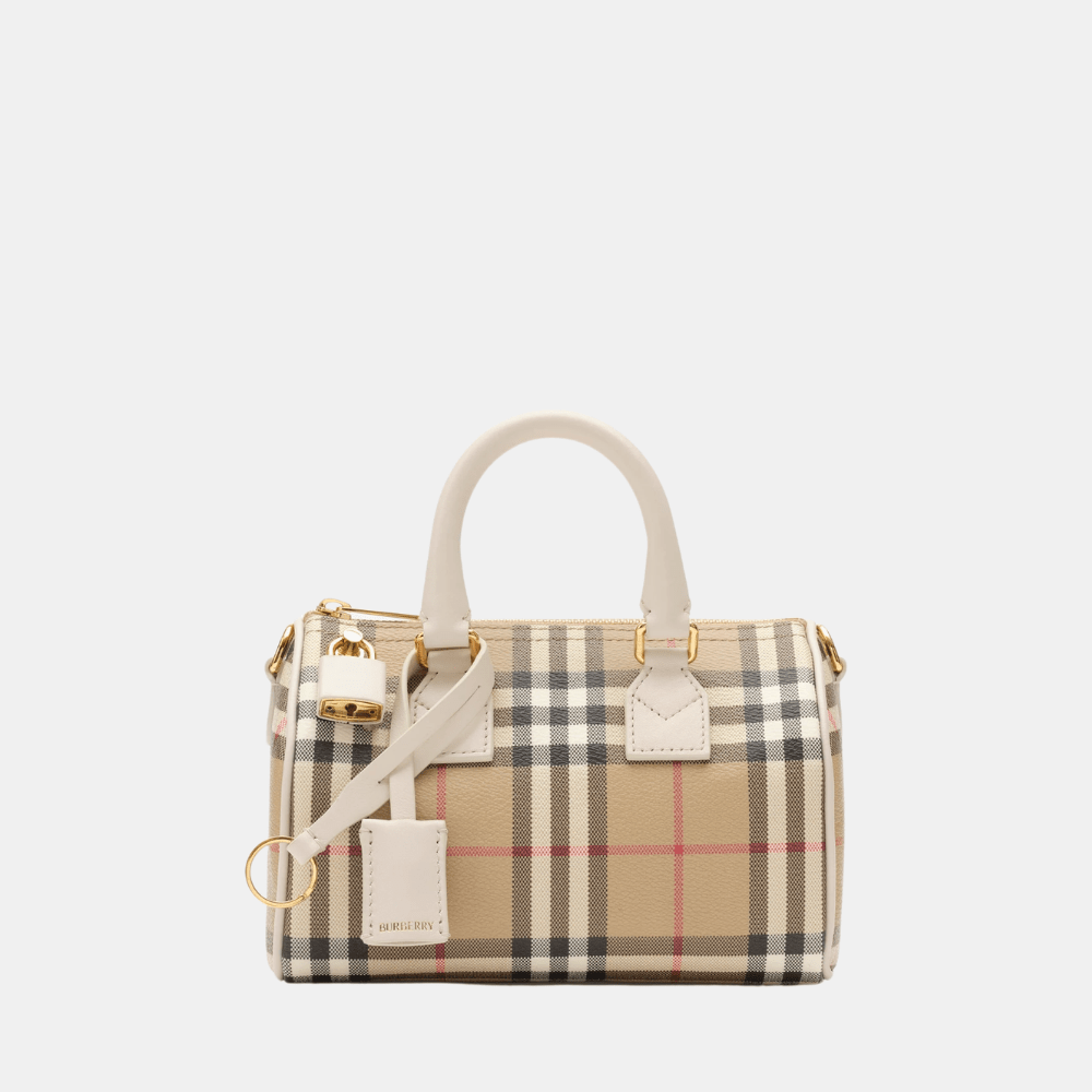 Burberry Mini Check Bowling Bag (Vintage Check/Soap Beige) - DIVA ONLINE STORE