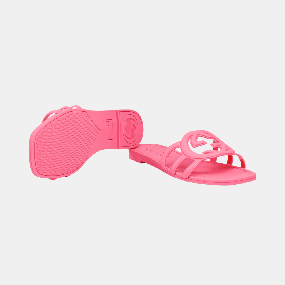 Gucci Interlocking G Slide Sandal (Dark Pink) - DIVA ONLINE STORE