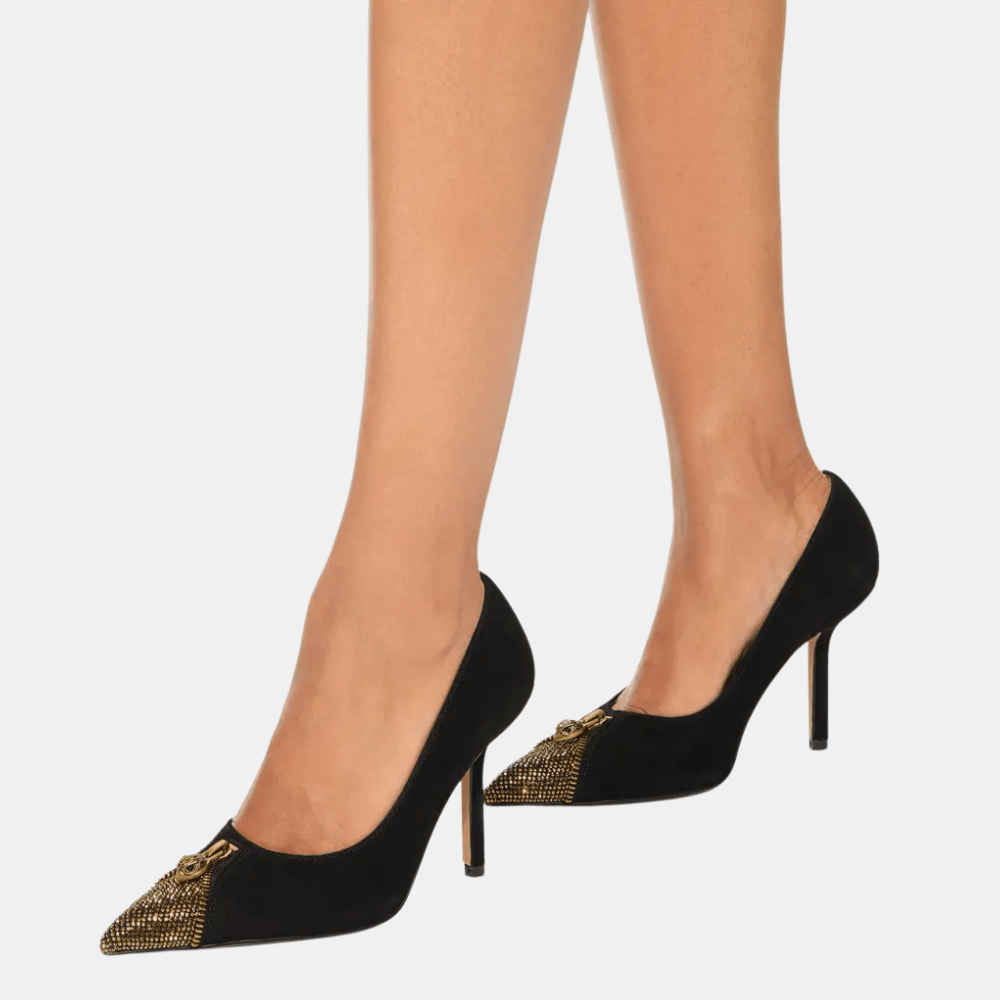 Kurt Geiger Zip Court Heel (Black/Gold) - DIVA ONLINE STORE