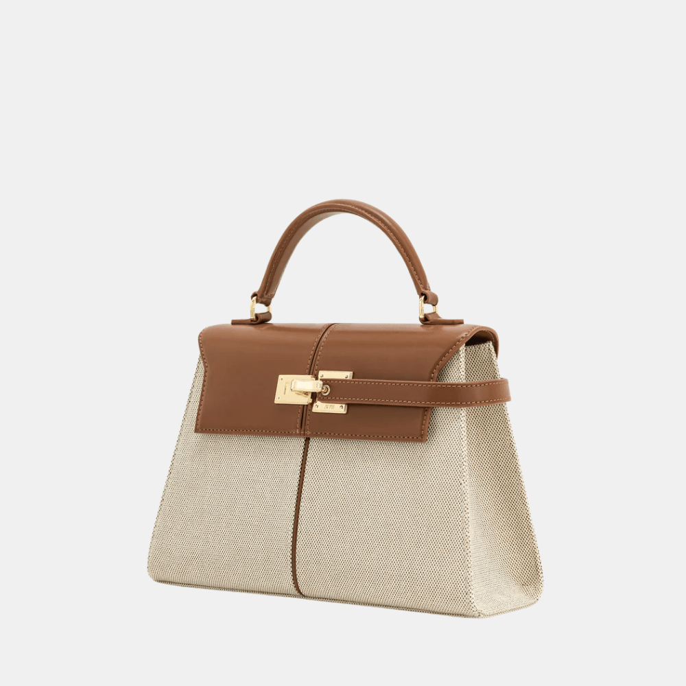 JW Pei Elise Large Top Handle Bag (Brown Canvas) - DIVA ONLINE STORE