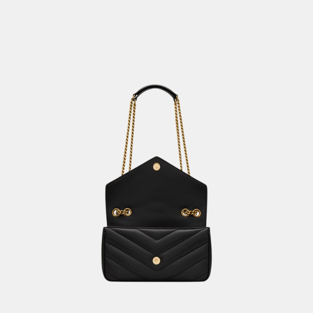 Saint Laurent Small Loulou Shoulder Bag In Matelassé Lambskin (Black)