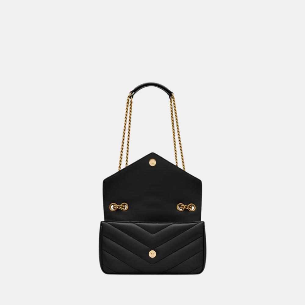 Saint Laurent Small Loulou Shoulder Bag In Matelassé Lambskin (Black) - DIVA ONLINE STORE