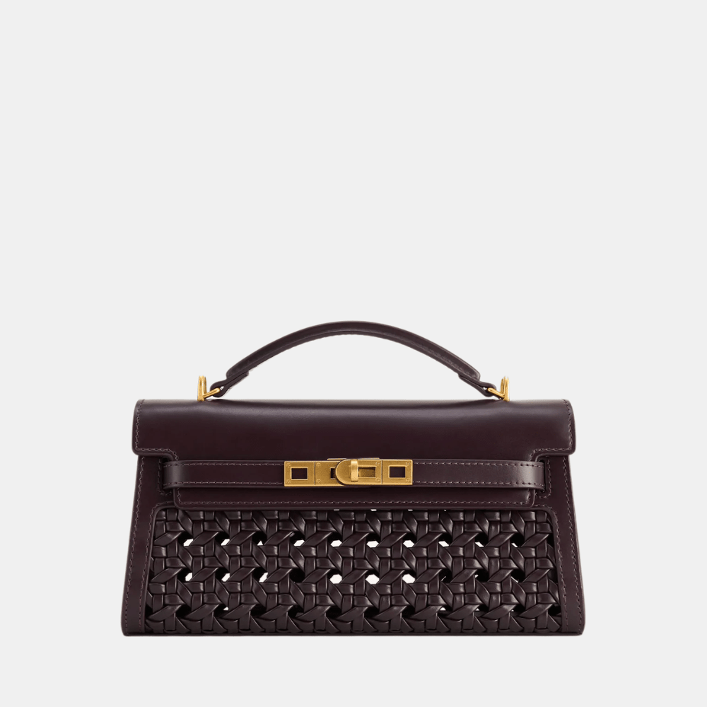 JW Pei Noor Woven Top Handle Bag (Dark Red) - DIVA ONLINE STORE