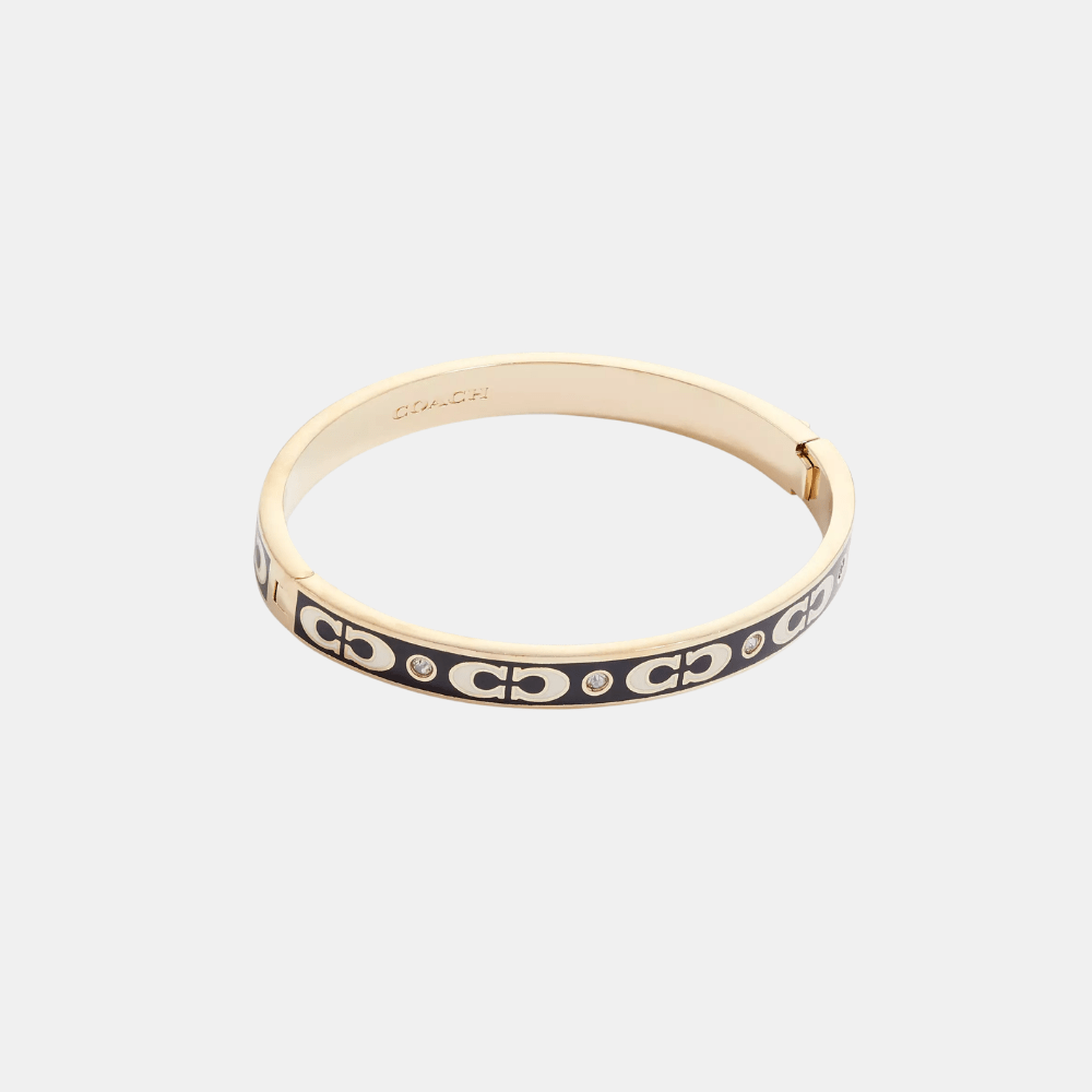 Coach Signature Enamel Hinged Bangle (Black) - DIVA ONLINE STORE