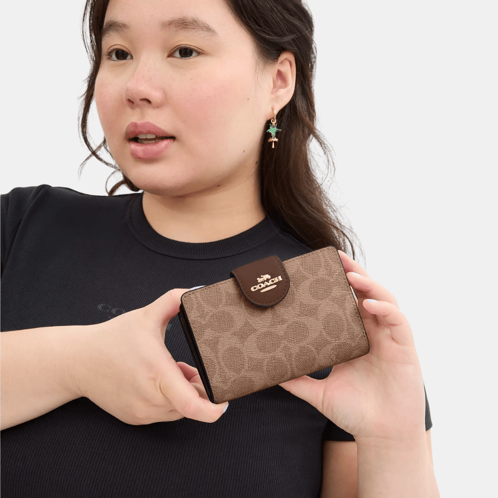 Coach Mini Wallet In Signature Canvas (Im/Tan/Brown) - DIVA ONLINE STORE