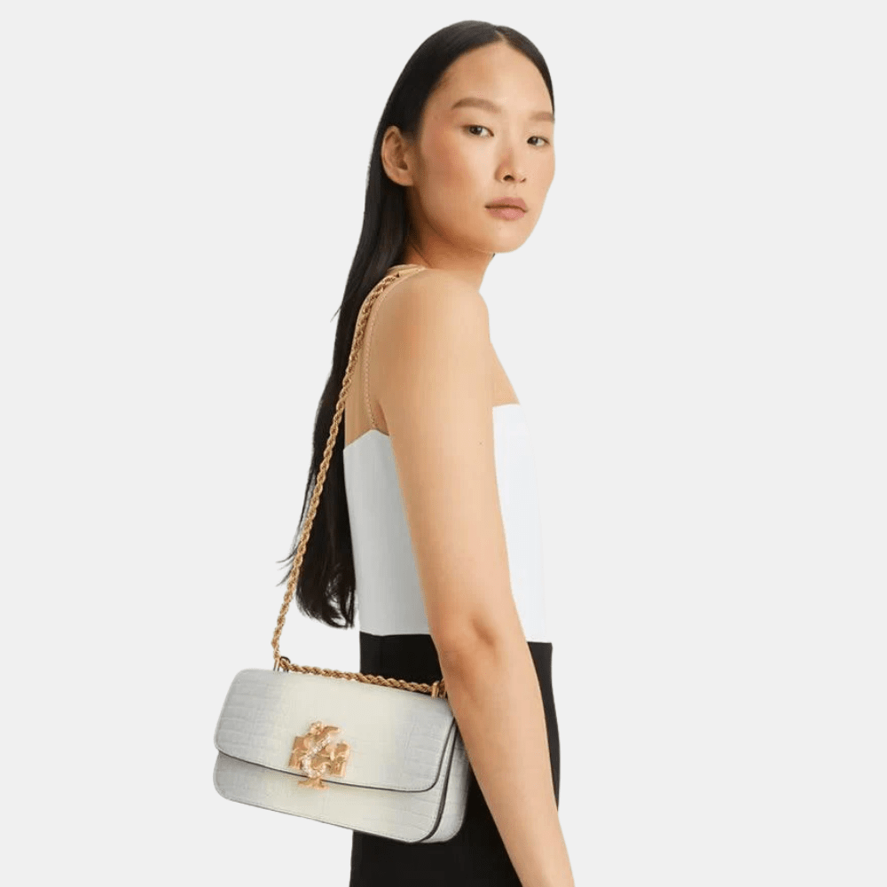 Tory Burch Eleanor Embossed Rectangular Bag (White) - DIVA ONLINE STORE