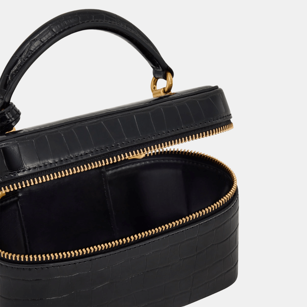 JW Pei Cleo Box Shape Top Handle Bag (Black Croc) - DIVA ONLINE STORE