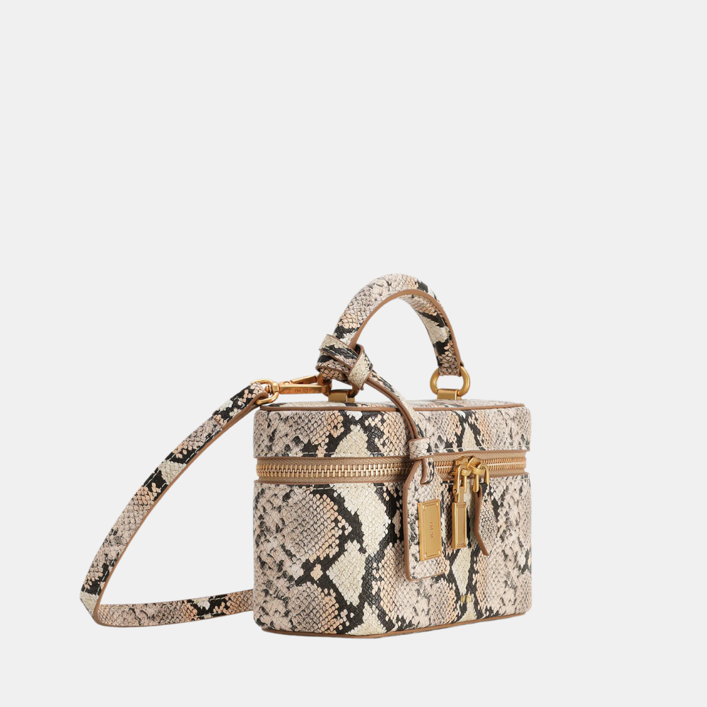 JW Pei Cleo Snake-Embossed Box Shape Top Handle Bag
