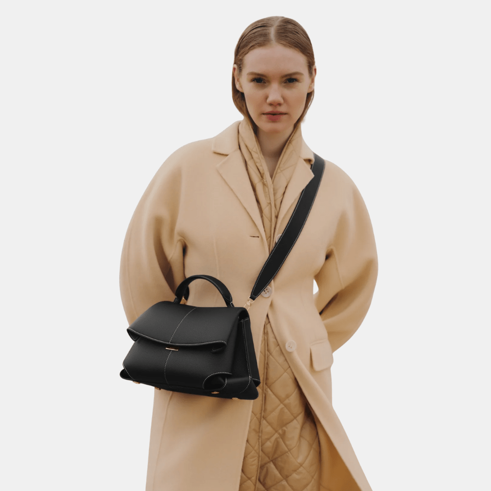 Polène Mokki Edition Textured Black with Ecru Stitching - DIVA ONLINE STORE