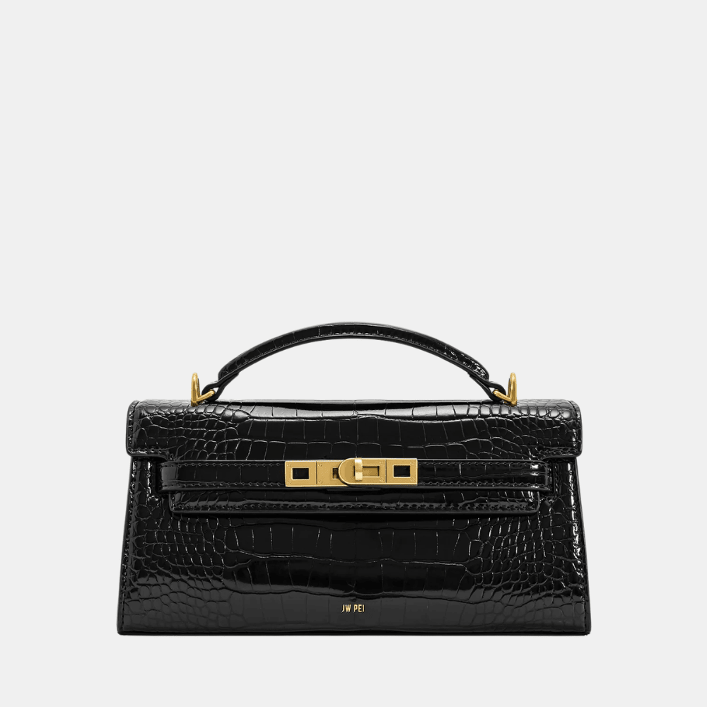 JW Pei Noor Top Handle Bag (Black Croc) - DIVA ONLINE STORE