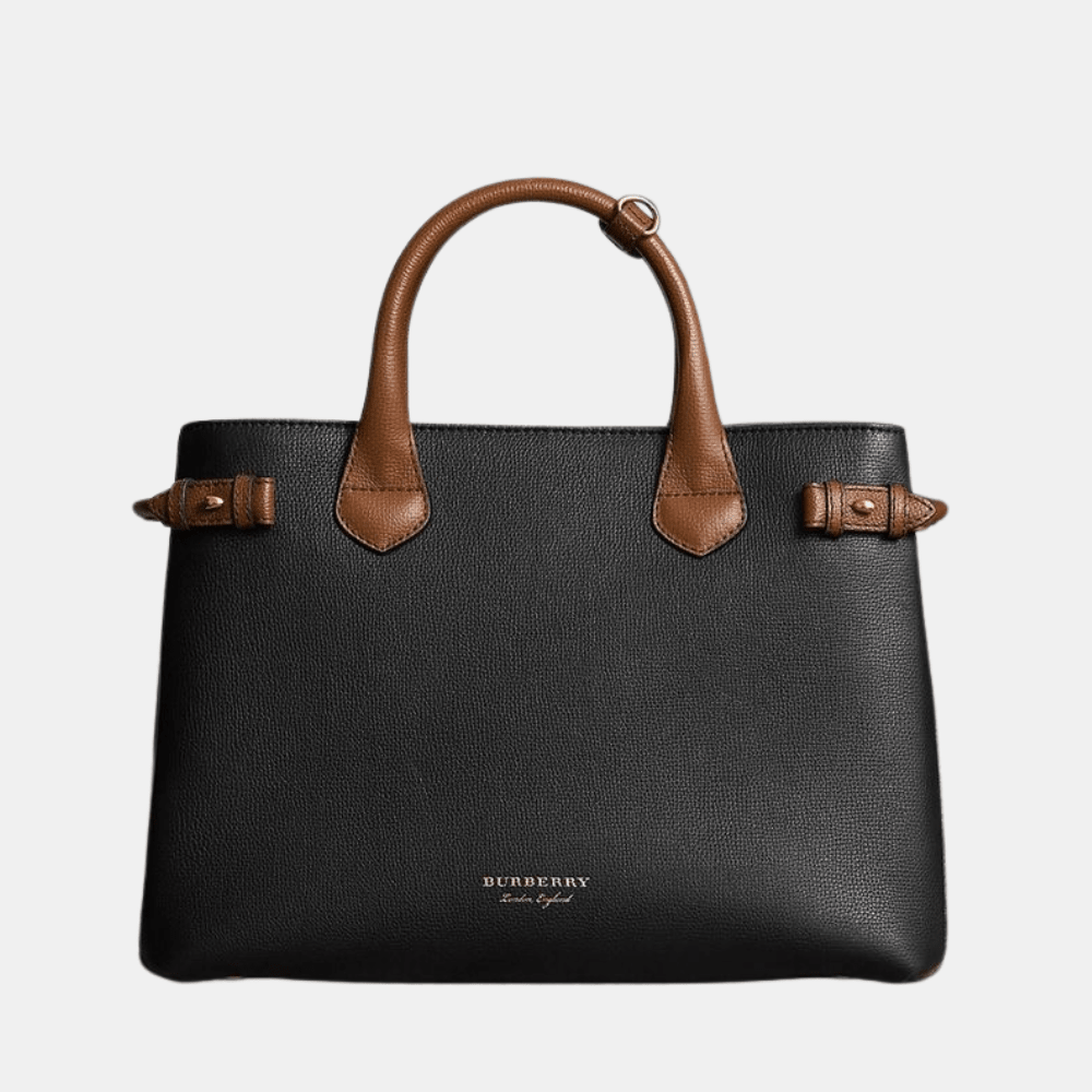 Burberry Medium Banner In Two Tone Leather (Black/Brown) - DIVA ONLINE STORE