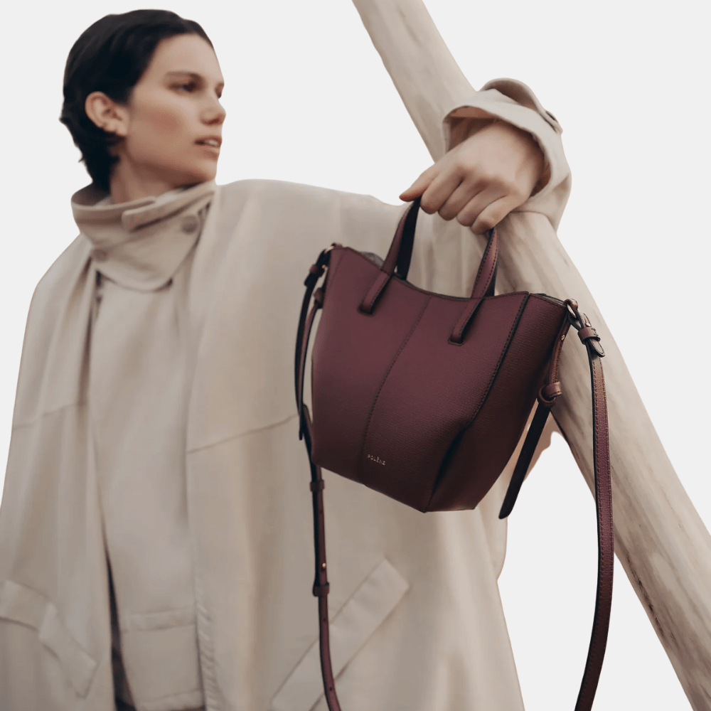 Polène Cyme Tote Nano Edition Textured Black Cherry - DIVA ONLINE STORE