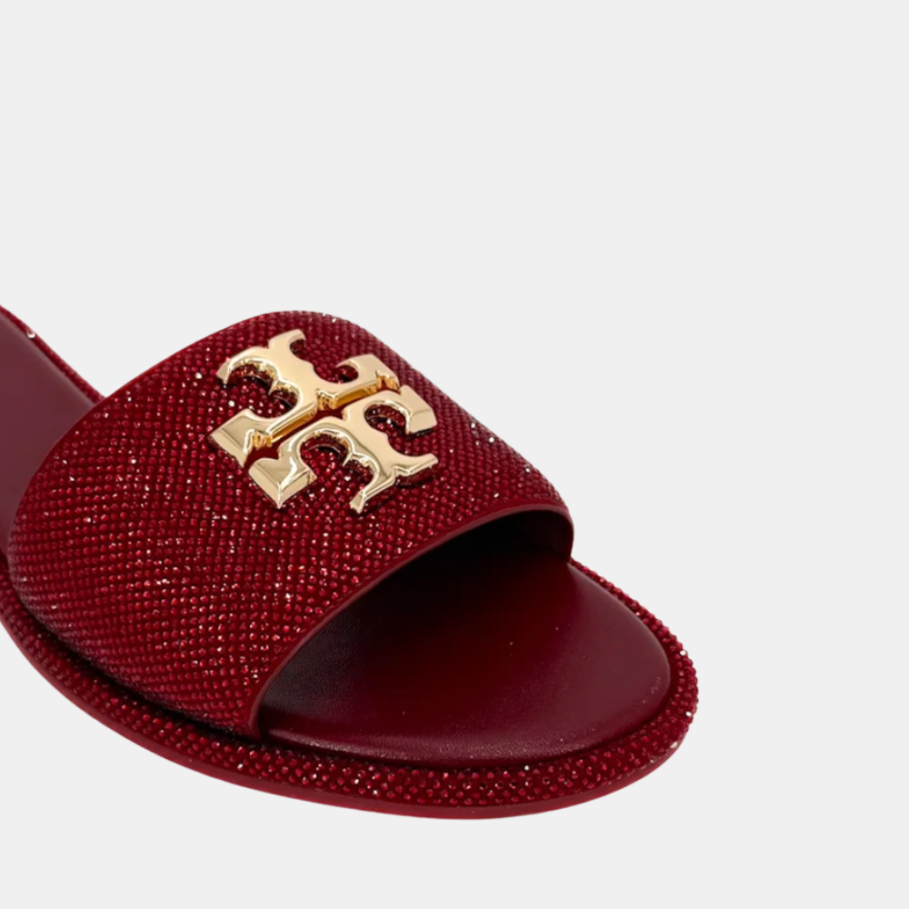 Tory Burch Everly Rhinestone Slides (Red)
