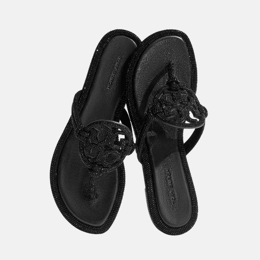Tory Burch Miller Pavé Knotted Sandal (Black) - DIVA ONLINE STORE