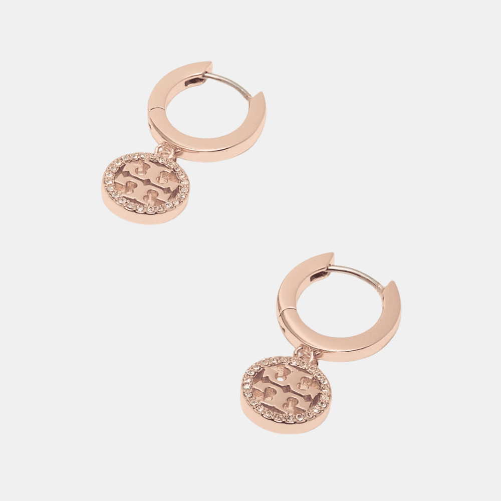 Tory Burch Icon Pavé Hoop Earrings - DIVA ONLINE STORE