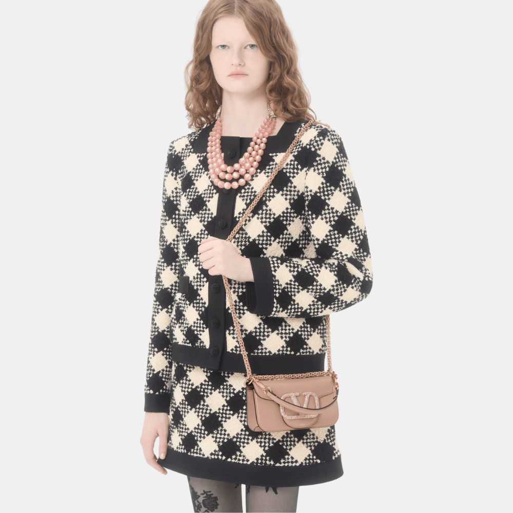 Valentino Garavani Locò Small Shoulder Bag With Jewel Logo (Rose Cannelle) - DIVA ONLINE STORE