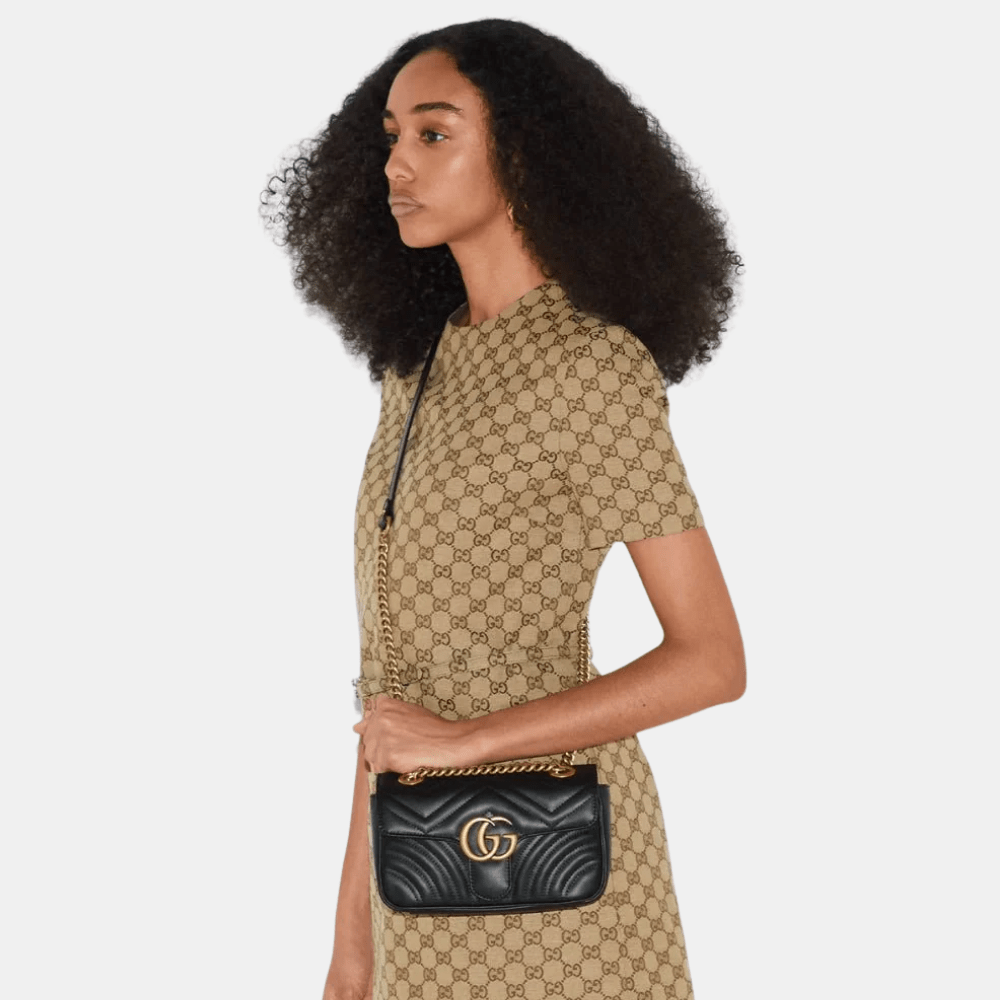 Gucci GG Marmont Mini Shoulder Bag In Black Leather - DIVA ONLINE STORE