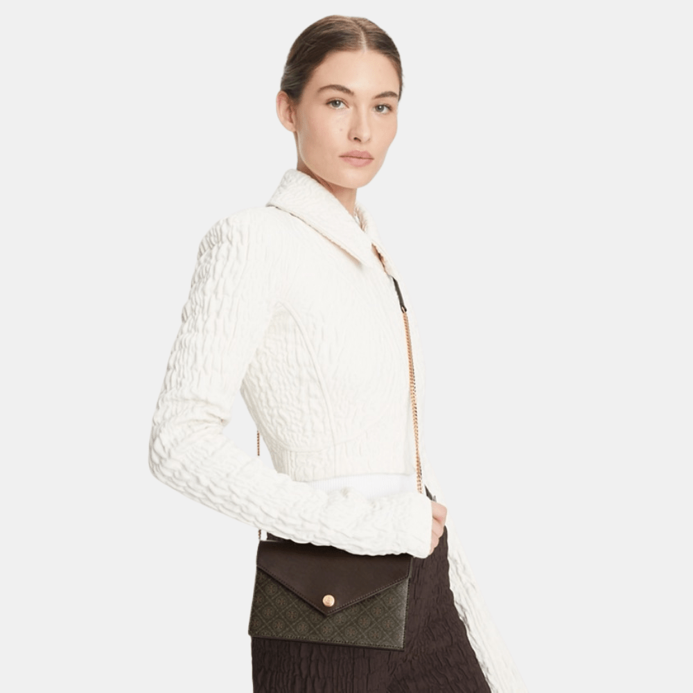 Tory Burch T Monogram Coasted Canvas Envelope Crossbody (French Press) - DIVA ONLINE STORE