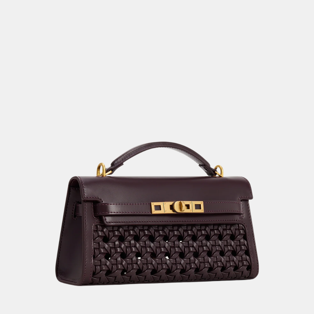 JW Pei Noor Woven Top Handle Bag (Dark Red)