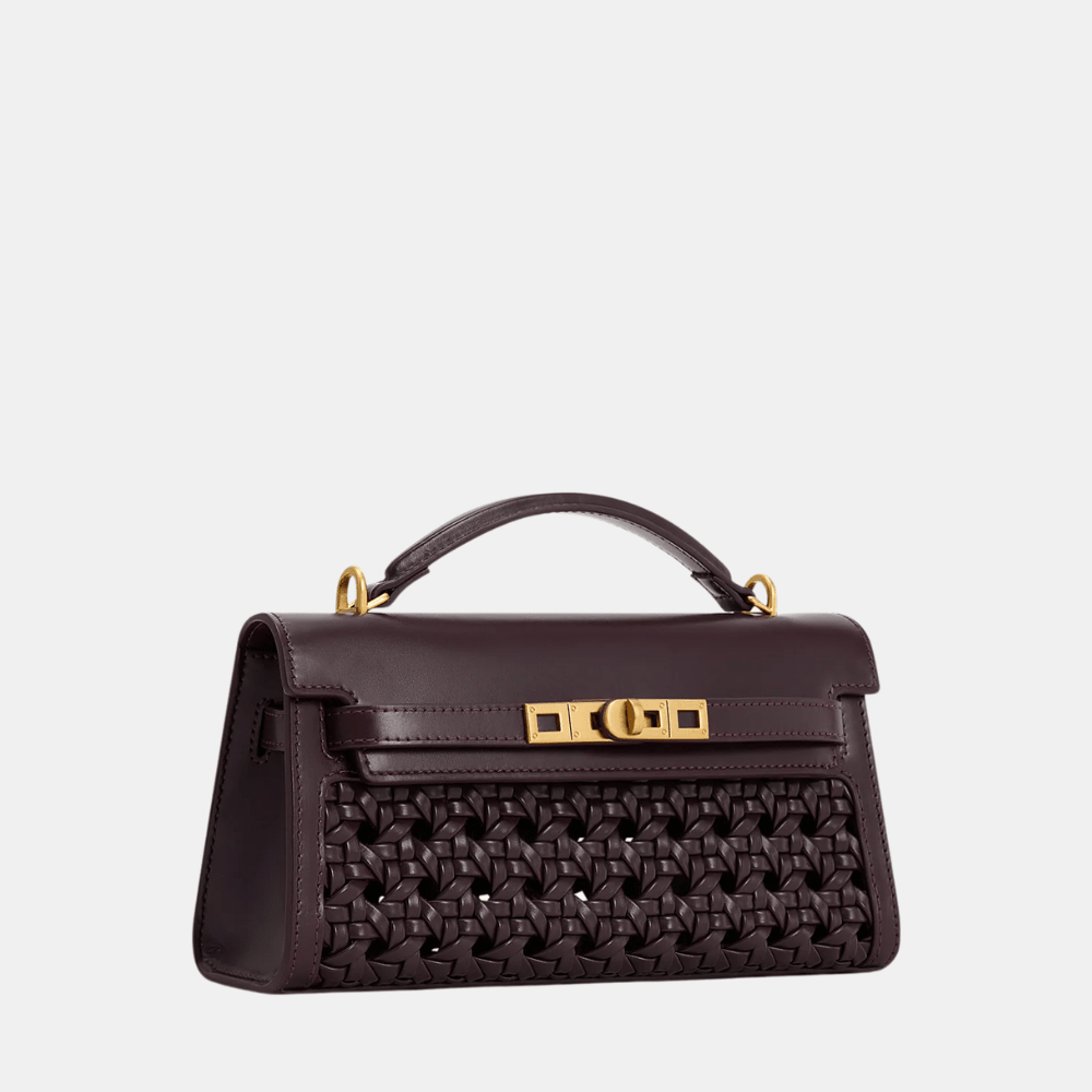 JW Pei Noor Woven Top Handle Bag (Dark Red) - DIVA ONLINE STORE