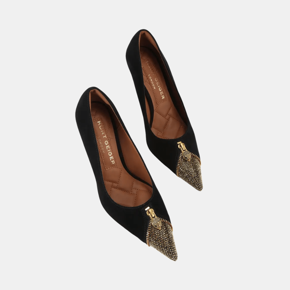 Kurt Geiger Zip Court Heel (Black/Gold) - DIVA ONLINE STORE