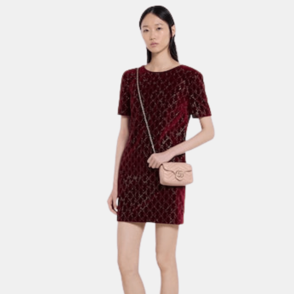 Gucci GG Marmont Mini Shoulder Bag In Pink Beige Leather - DIVA ONLINE STORE