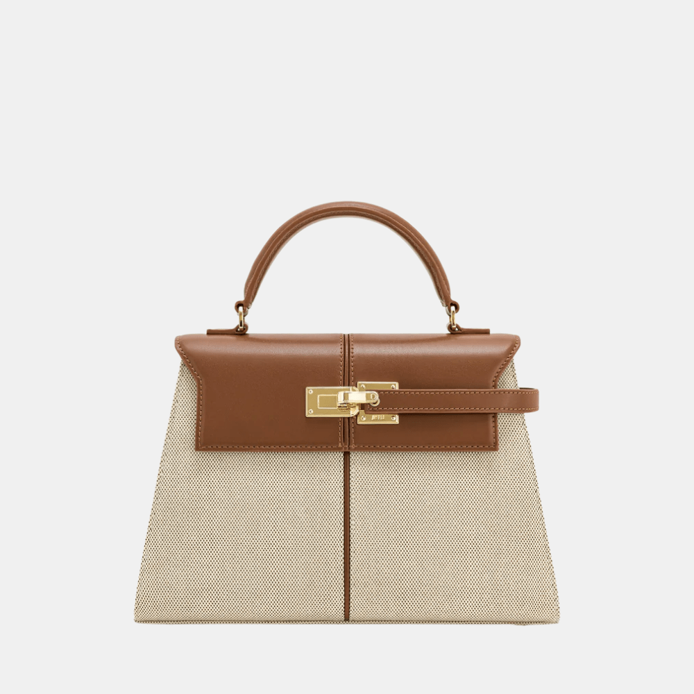 JW Pei Elise Large Top Handle Bag (Brown Canvas) - DIVA ONLINE STORE