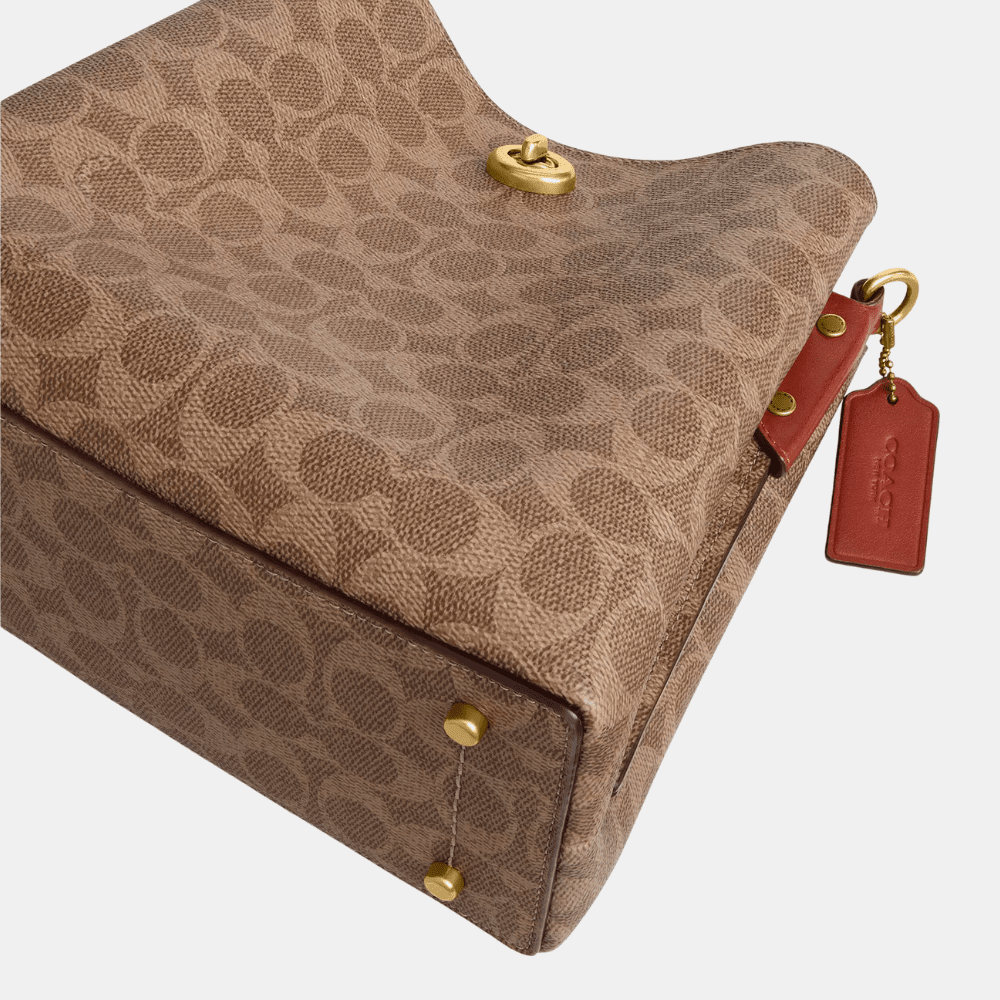 Coach Willow Bucket Bag In Signature Canvas (Tan/Rust) - DIVA ONLINE STORE