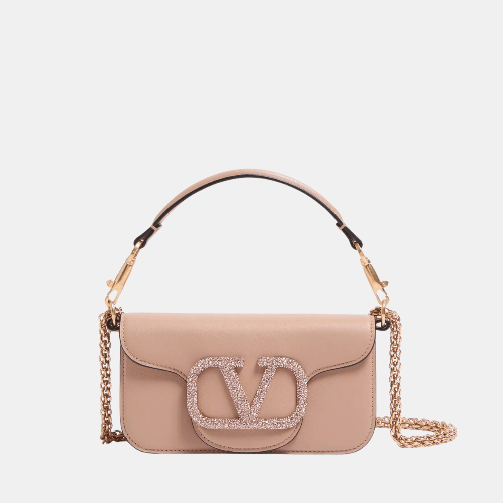 Valentino Garavani Locò Small Shoulder Bag With Jewel Logo (Rose Cannelle) - DIVA ONLINE STORE