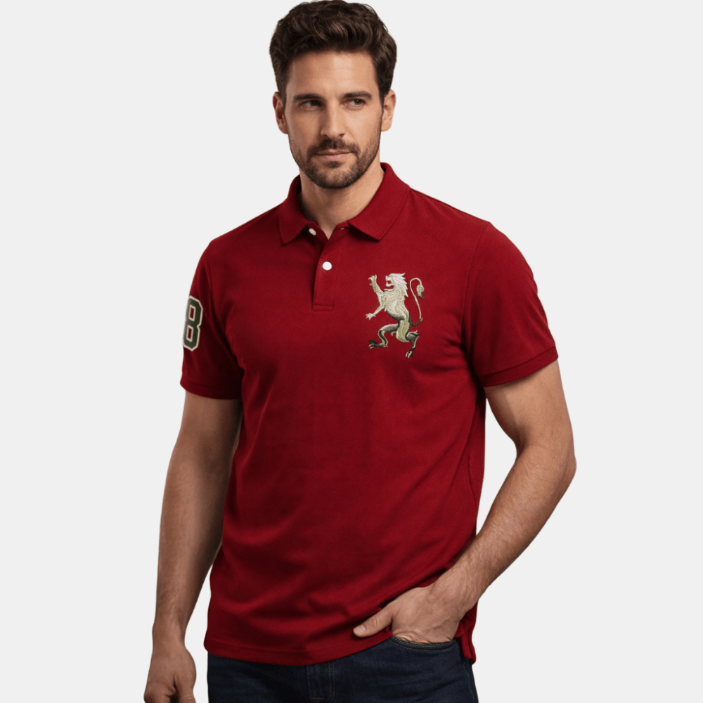 Giordano 3D Lion Polo Shirt (Red) - DIVA ONLINE STORE