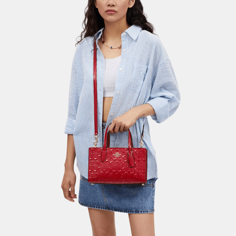 Coach Nina Small Tote Bag In Signature Leather (Red) - DIVA ONLINE STORE