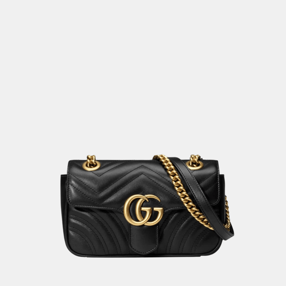 Gucci GG Marmont Mini Shoulder Bag In Black Leather - DIVA ONLINE STORE